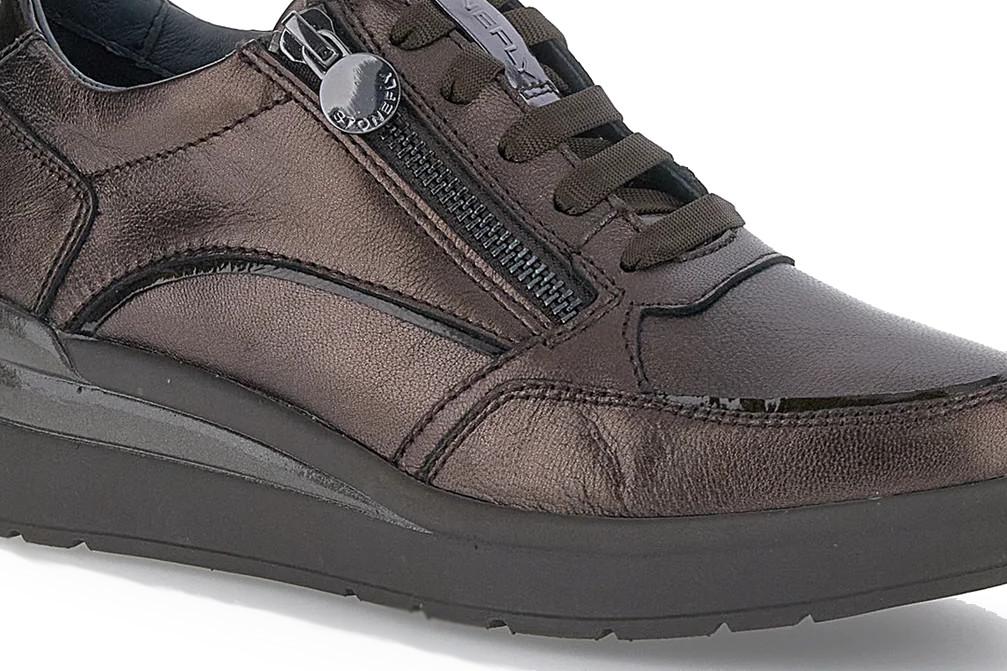 Zapatillas mujer Stonefly Cream 58 marrón de piel con cremallera