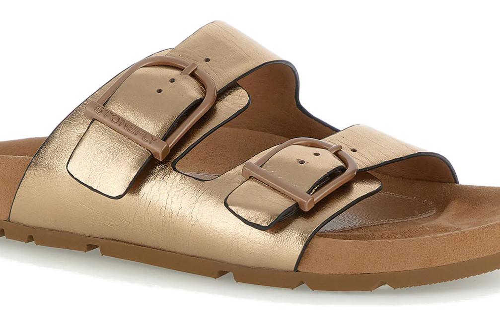 Sandalias planas Stonefly Sibil W 4 Oro 222420 para Mujer en Piel Laminada