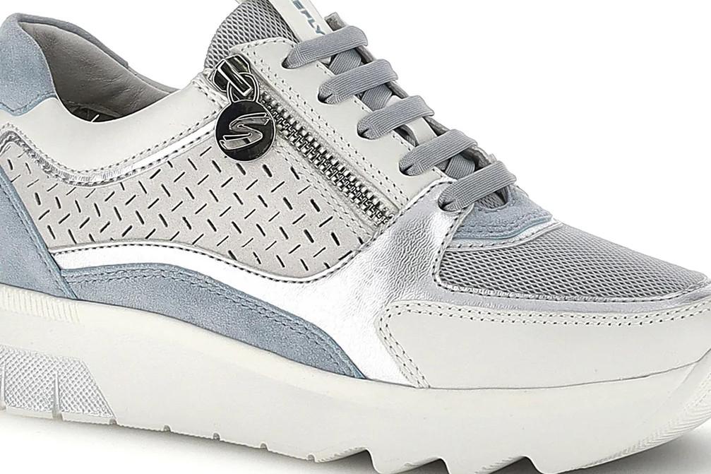 Zapatillas deportivas Stonefly Spock 50 azul con cremallera lateral y plantilla Blusoft Memory