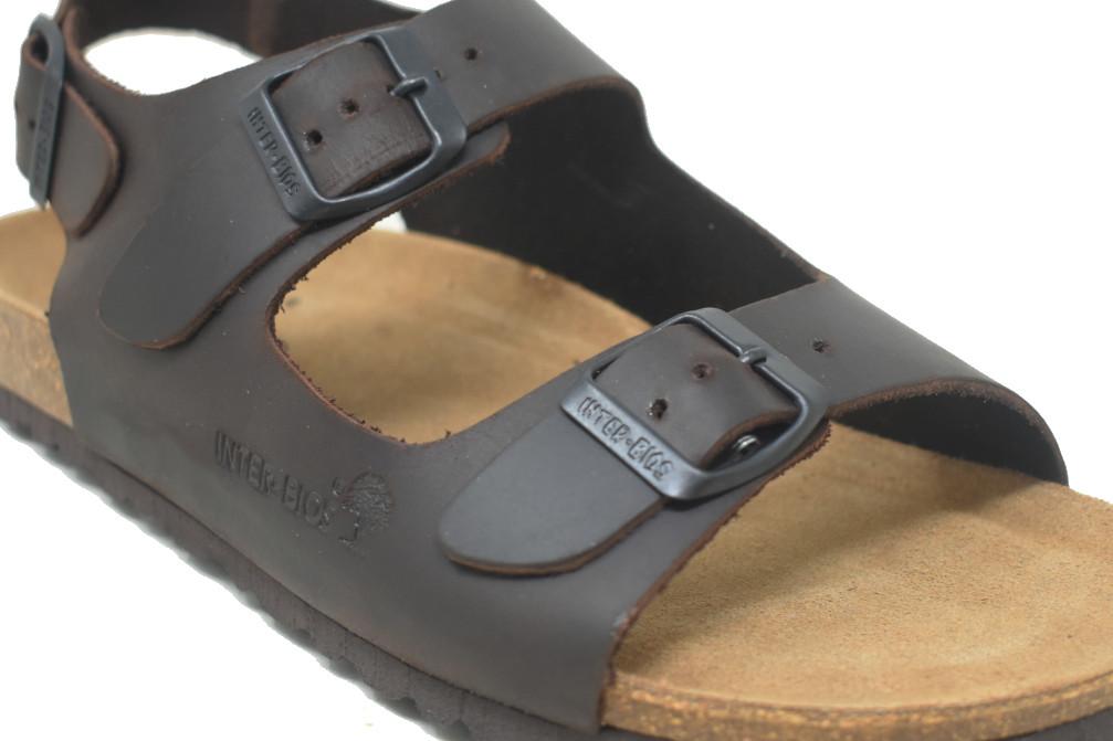 Sandalias Interbios 9567 Moka para Hombre | Sandalias de Piel con Hebillas y Plantilla Acolchada