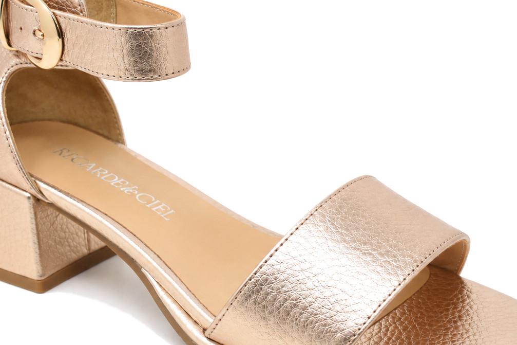 Sandalias de Tacón Medio Regarde Le Ciel Nory-01 Oro Rosa para Mujer