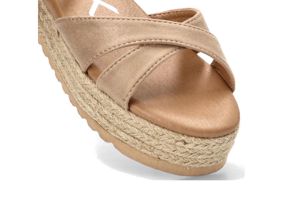 Sandalias de Plataforma ETIKA Élia 10166 Beige para Mujer con Suela Doble Efecto Yute