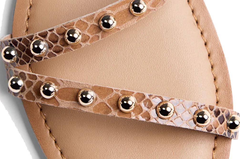 Sandalias planas Gioseppo Subukia 79123 Cuero de Piel con Estampado Animal y Tachas para Mujer