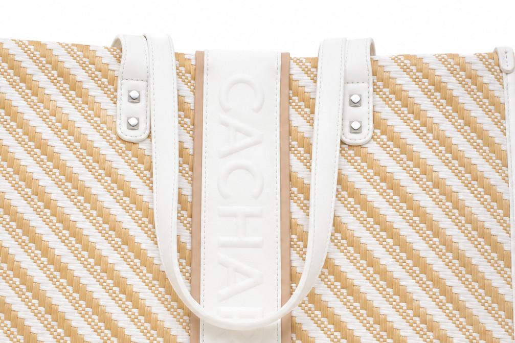 Bolso Shopper Cacharel CEL261022 Beige y Blanco Grande para Mujer