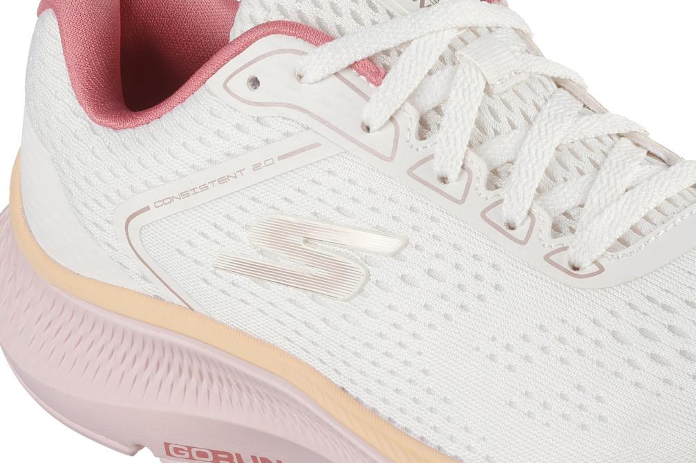 Zapatillas Running Mujer Skechers GO RUN Consistent 2.0 Mile Marker Blanco Rosa | Comodidad y Amortiguación