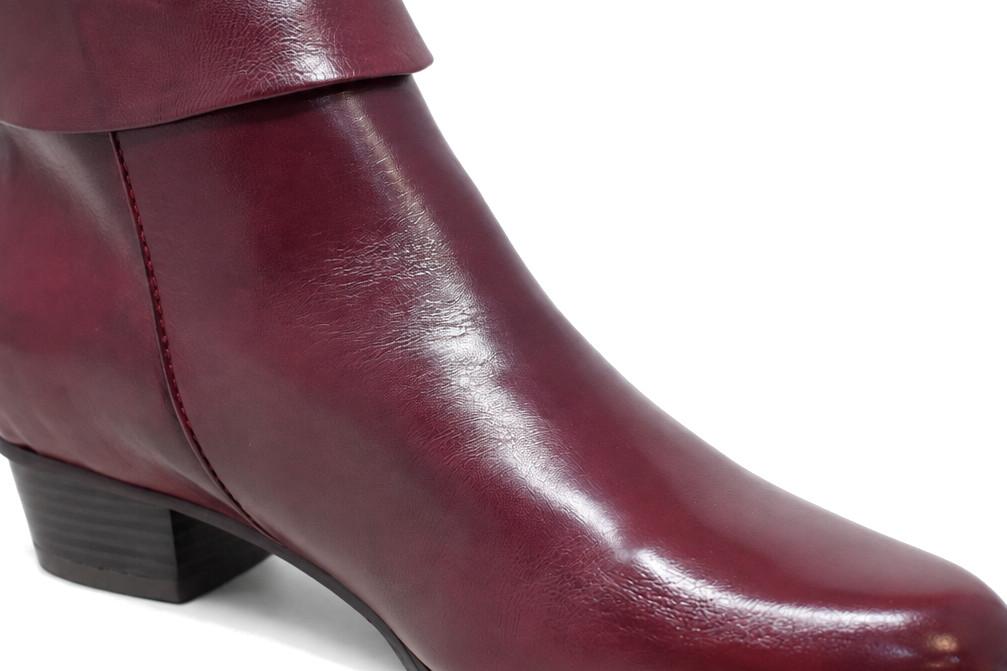 Botines de piel burdeos con tacón bajo Regarde le Ciel Stefany-03 para mujer