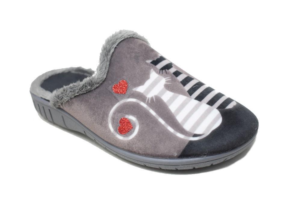 Zapatilla de casa para mujer en color gris