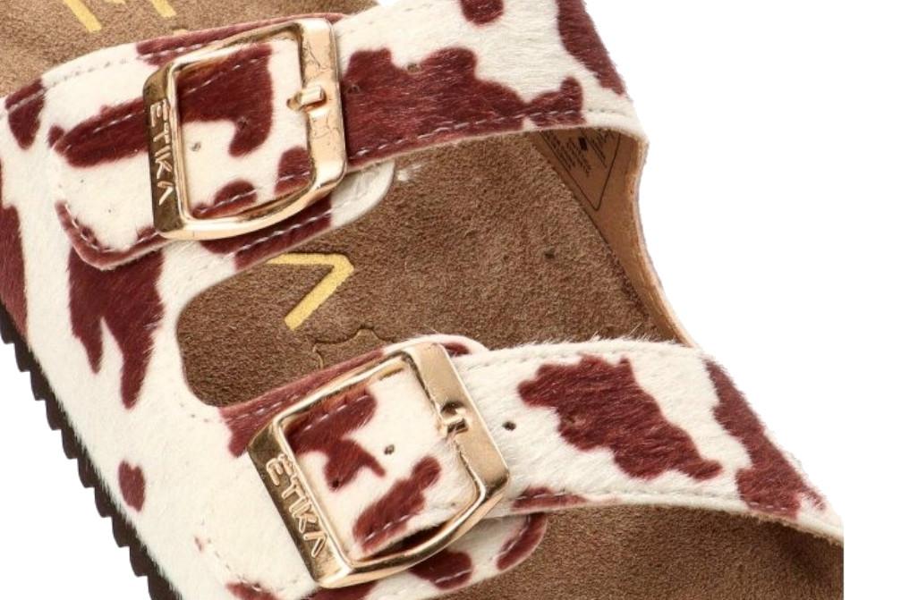 Sandalia Bio ETIKA 10015 Animal Print para Mujer | Sandalia Plana con Hebilla y Plantilla de Piel