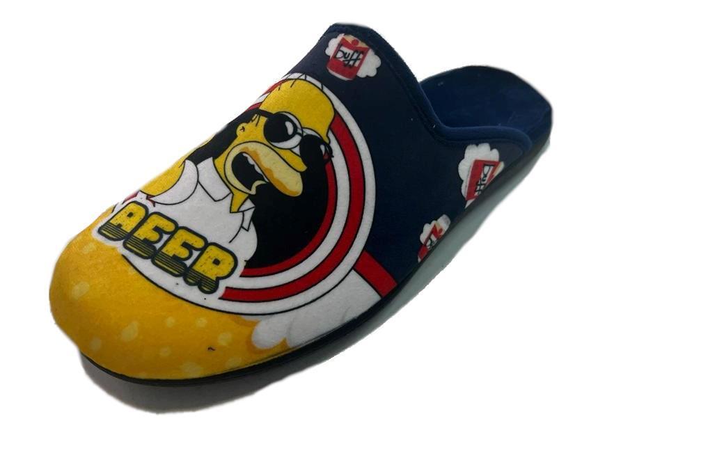 Zapatillas de casa destalonadas Homer cerveza en azul