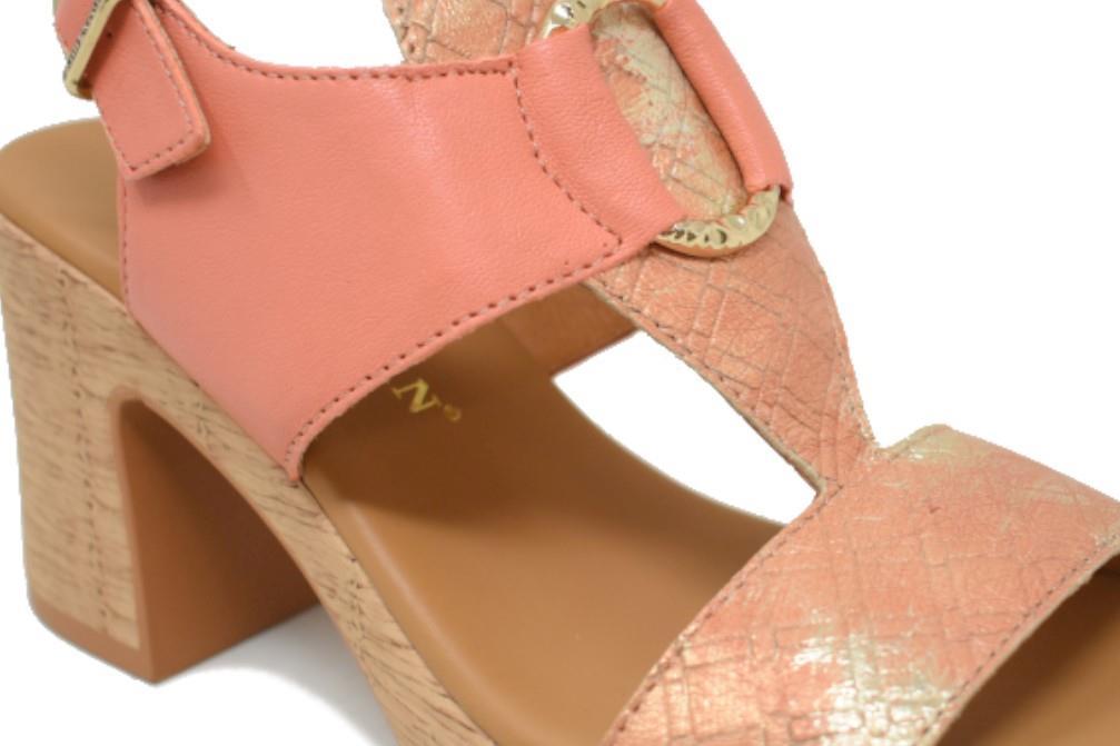 Sandalias de tacón Paula Urban 32-747 Picasso en papaya para mujer