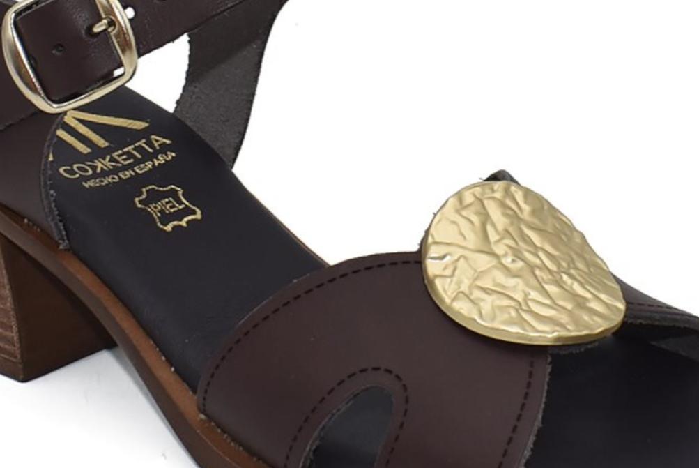 Sandalias de Tacón Cokketa 441 Marrón Mujer | Piel, Plantilla Gel y Máximo Confort