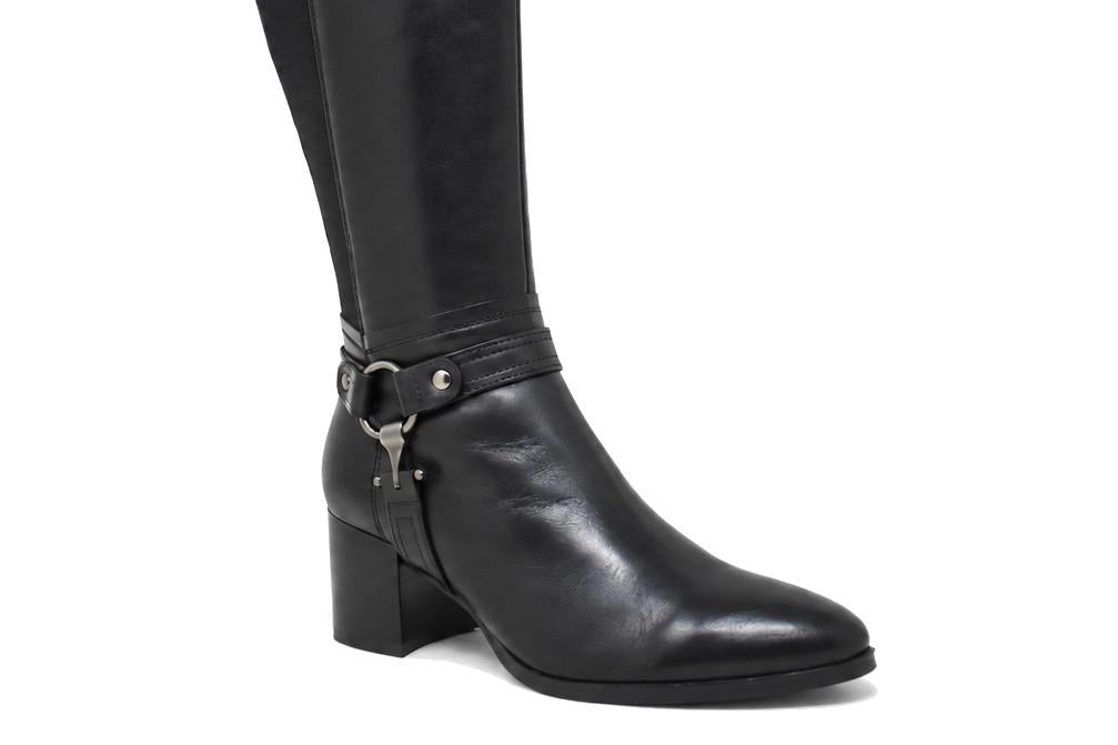 Bota alta de piel negra hasta la rodilla Regarde le Ciel Jolene-35 para mujer