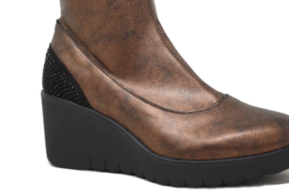 Botines con cuña Paula Urban Kara 02 en bronce para mujer