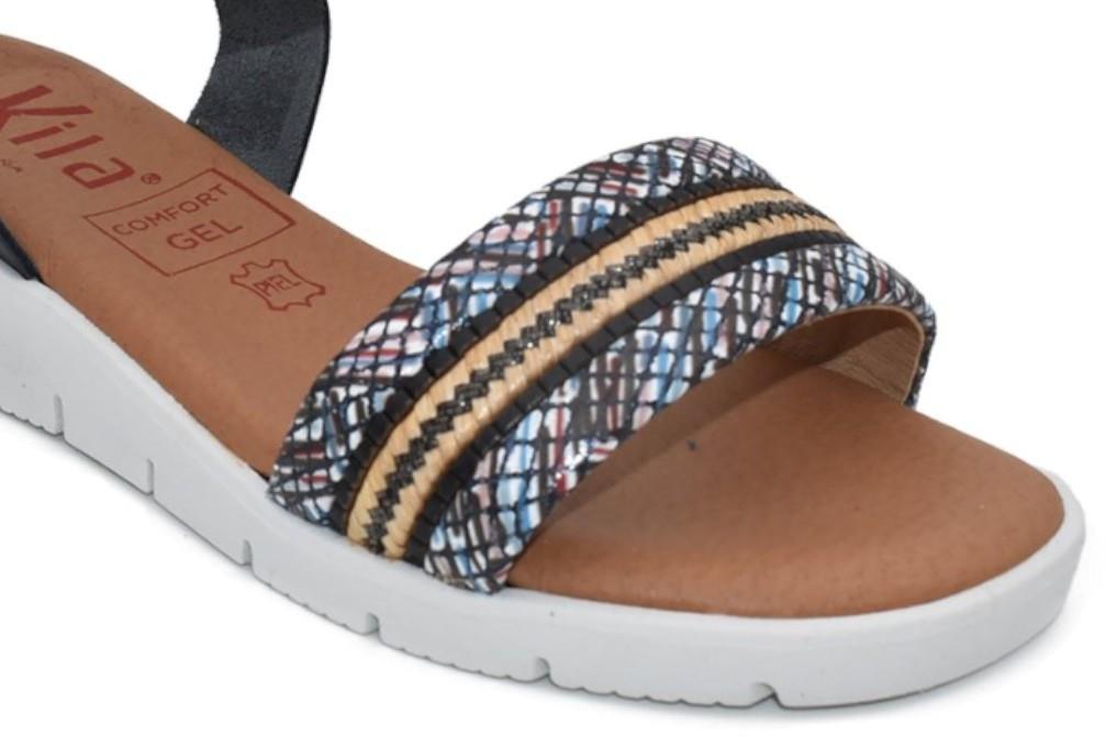 Sandalias con cuña Tekila 1264 en negro para mujer