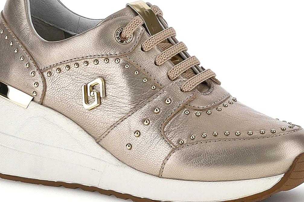 Zapatillas deportivas con cuña Stonefly 223596 Mina 4 en oro de piel laminada