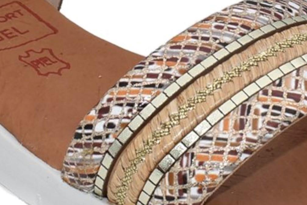 Sandalias con cuña Tekila 1265 en platino para mujer