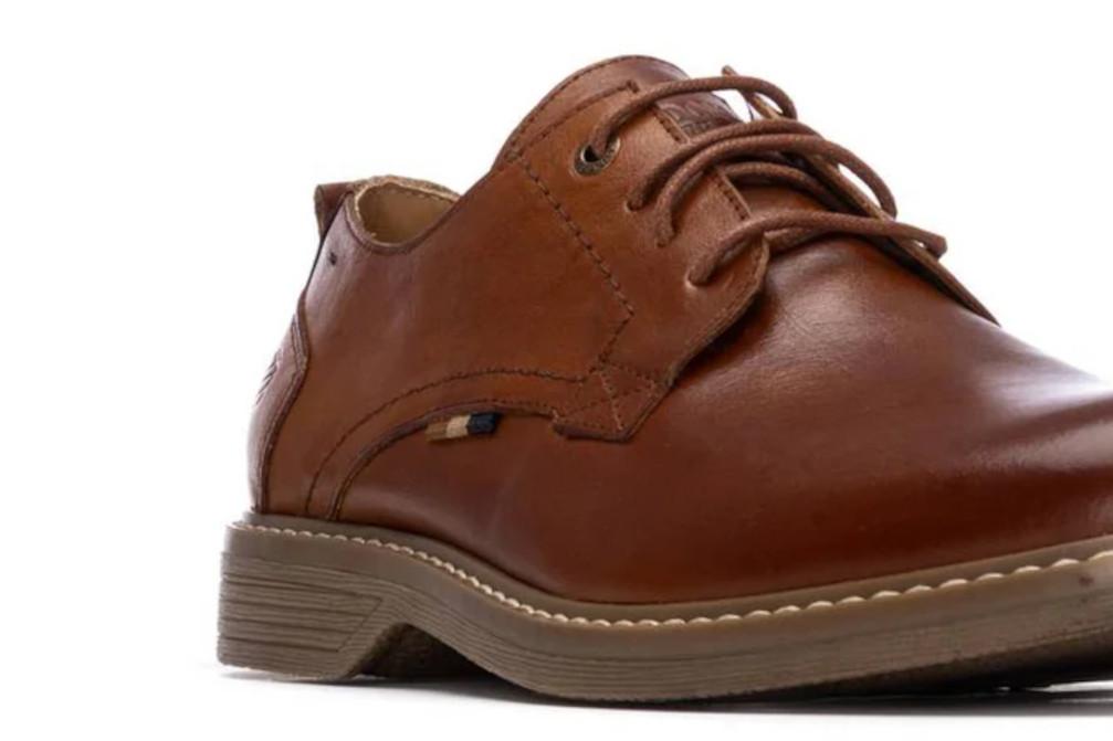 Zapato con cordones Carmela 163904 camel para hombre de Piel y Suela Antideslizante
