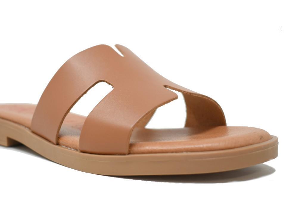 Sandalias planas de pala TEKILA 141 en cuero para mujer