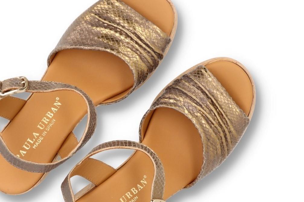 Sandalias con tacón Paula Urban 32-743 en bronce para mujer