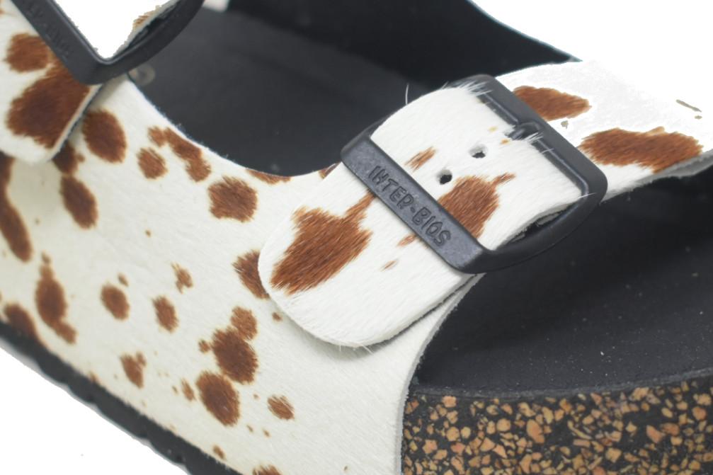 Sandalias Interbios 2000 Montana Salt Pepper para Mujer | Sandalias Bio Animal Print con Plataforma Anatómica