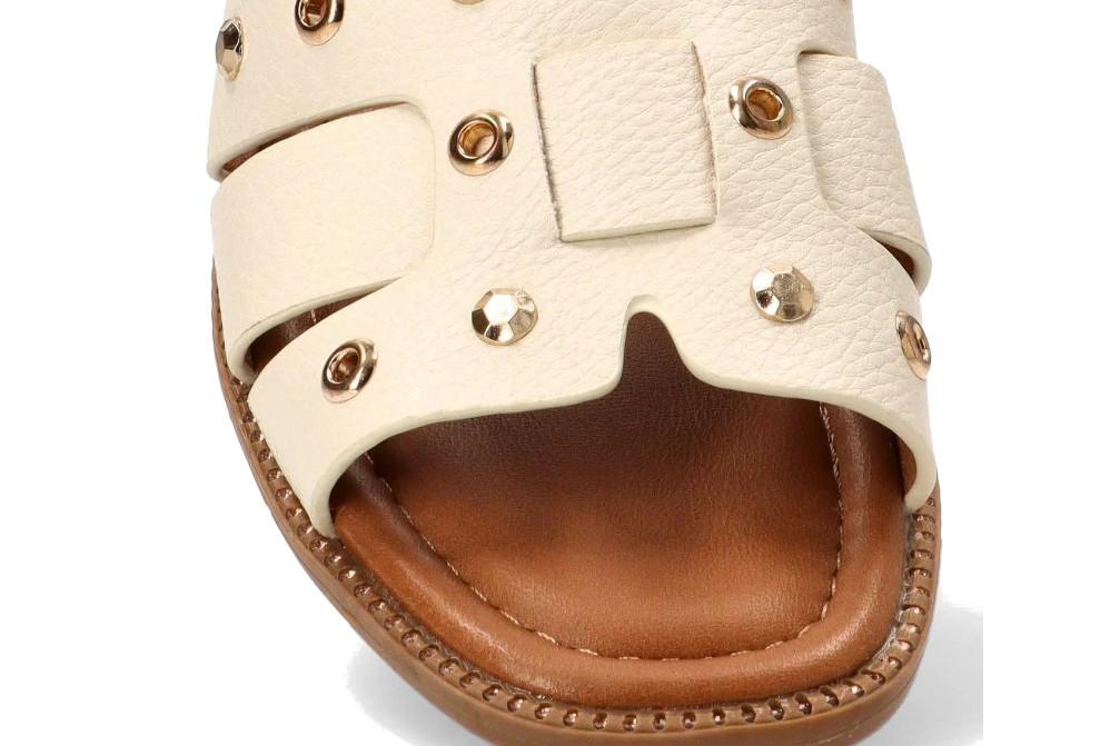 Sandalias planas de Pala ETIKA Anacapri 10162 blanco para Mujer con Tachuelas