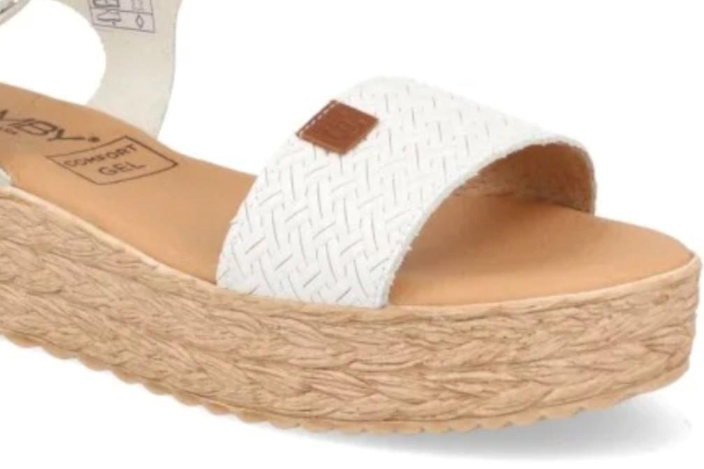 Sandalias con cuña Chamby 327 en blanco para mujer