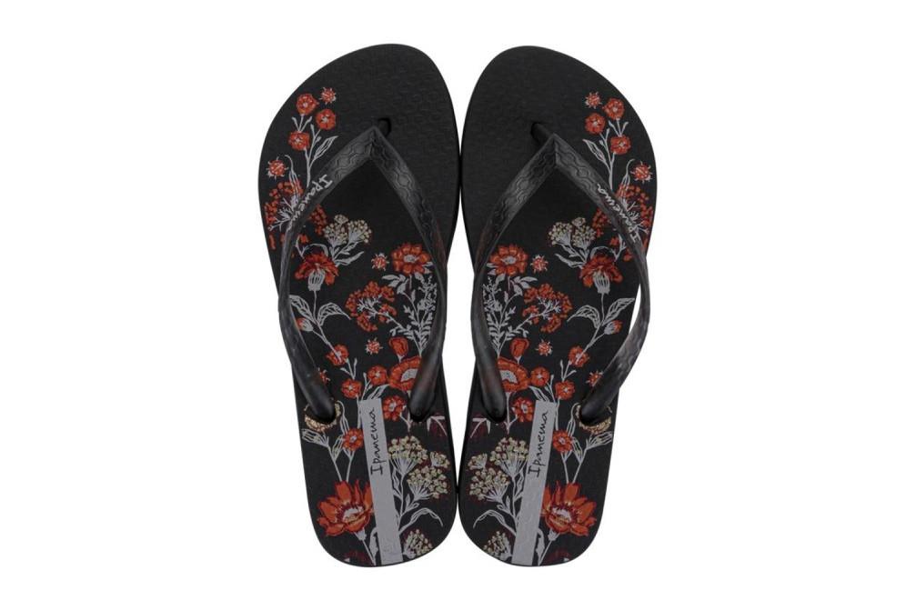 Chanclas Ipanema Oasis FEM IP26571 Negras para Mujer | Sandalias de Dedo con Detalles Florales