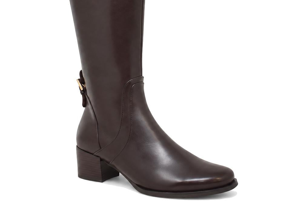 Bota alta de piel castaña hasta la rodilla Regarde le Ciel Jolene-22 para mujer