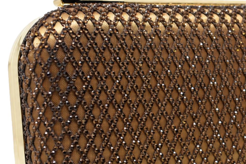 Bolso Clutch de Fiesta Menbur AMB72 Bronce con Asa y Cadena