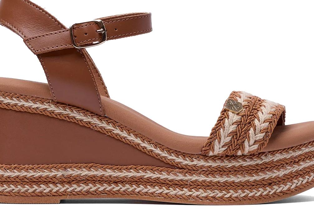 Sandalias con cuña cuero Arambol Gallery en cuero de Yute y Hebilla