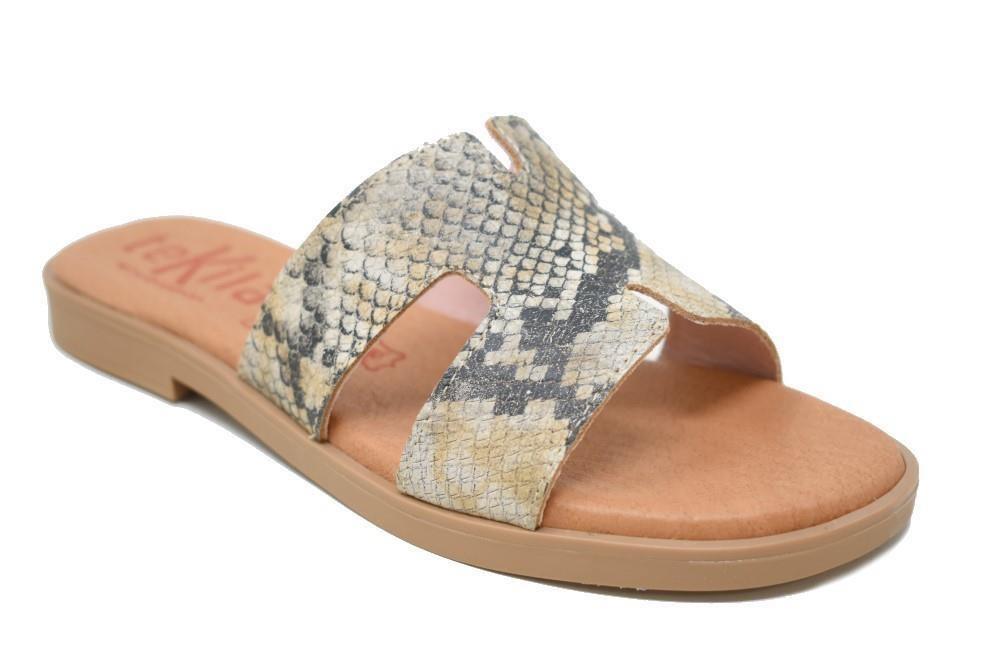 Sandalias planas Tekila 141 para mujer en pitón