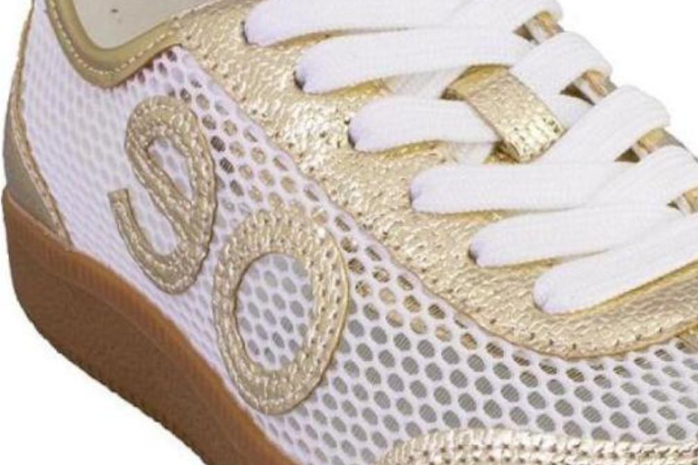 Zapatillas deportivas ligeras Eonet Eoligeros en blanco y oro para mujer