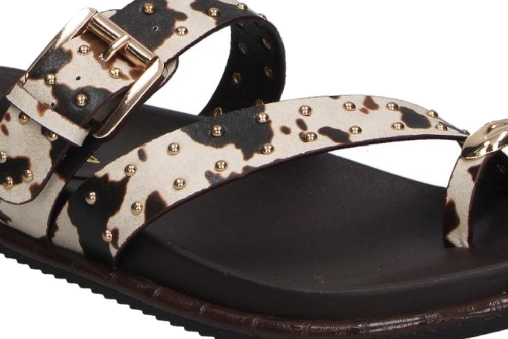 Sandalias Planas Mujer Isteria 1116 Animal Print | Sandalias Veganas con Hebilla