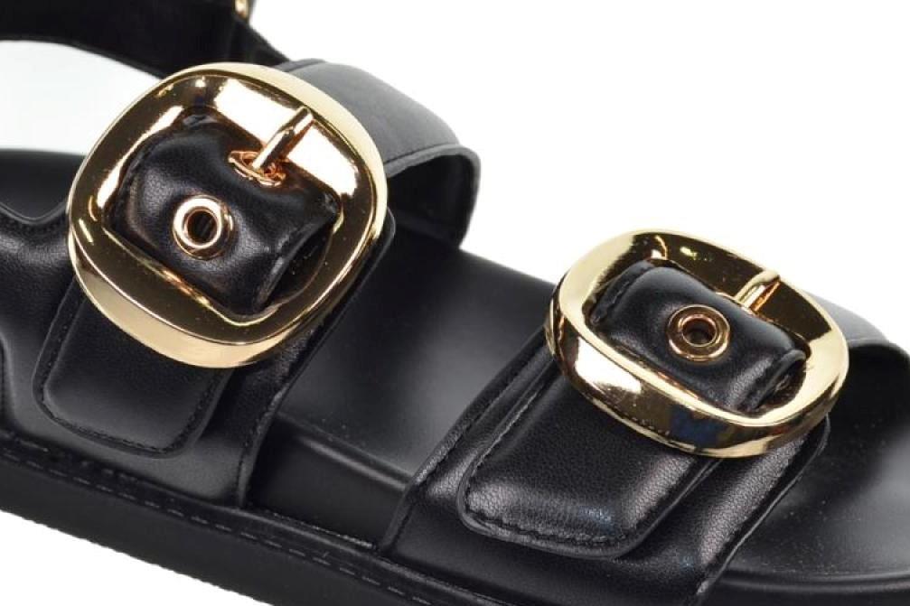 Sandalias planas bio 25056 en negro para mujer
