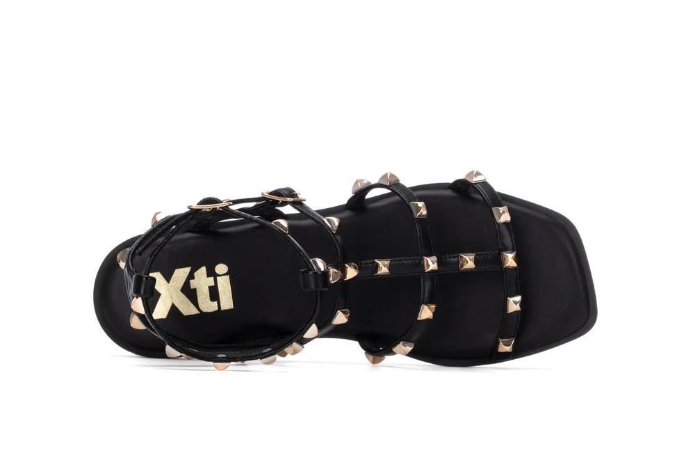 Sandalias romanas XTI 145149 negras para mujer | Sandalias planas con tachuelas
