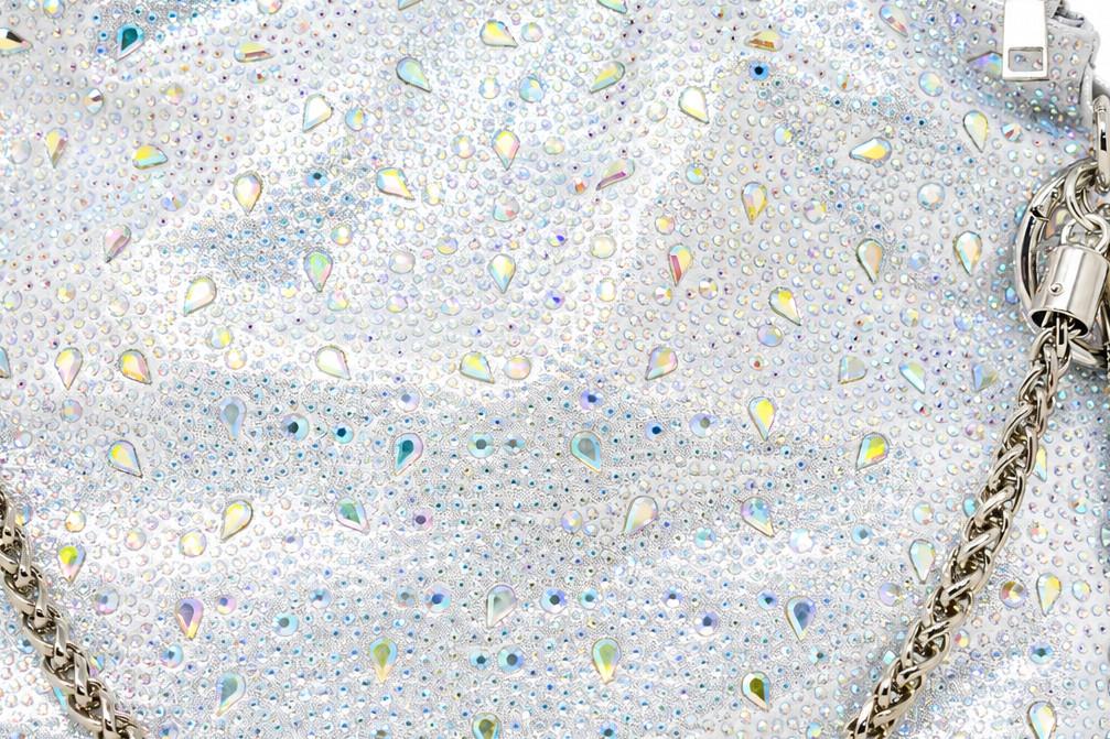 Bolso de Fiesta Menbur AMB1109 Plata con Pedrería, Cremallera y Doble Asa para Mujer