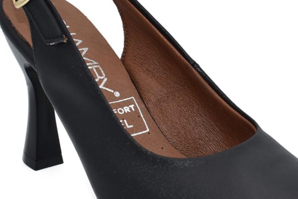 Zapatos de Tacón Destalonados Chamby 4251 negro Mujer | Slingback de Piel Tacón Alto para Fiesta