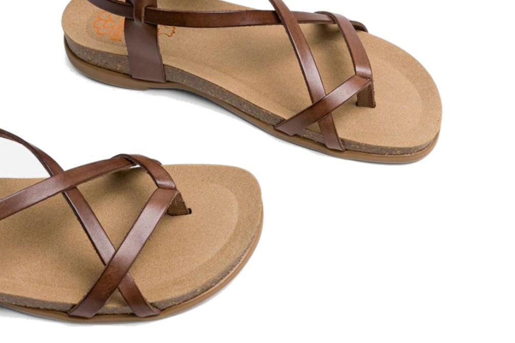 Sandalias planas bio romanas Porronet Selena 3133 en moka