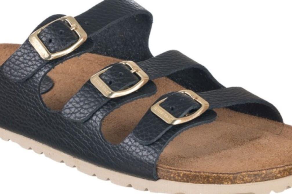 Sandalias planas cómoda Inter Bios 7231 en negro para mujer