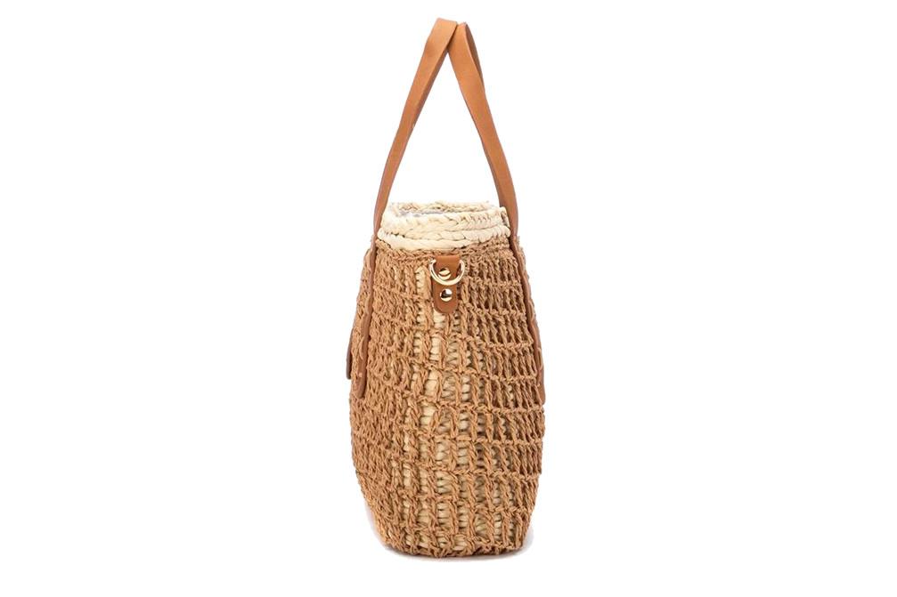 Bolso shopper para mujer XTI 184604 Hielo Rafia – Diseño Diario con Cierre de Cordones