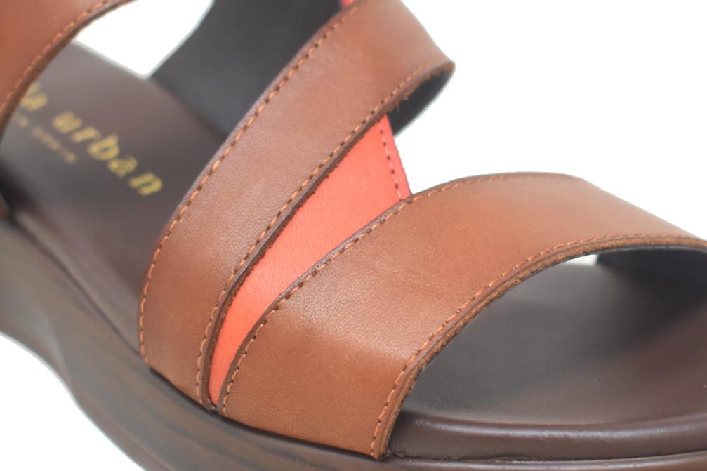 Sandalia de mujer Paula Urban 30-2022 avellana de Piel con Cuña Media 3,5 cm