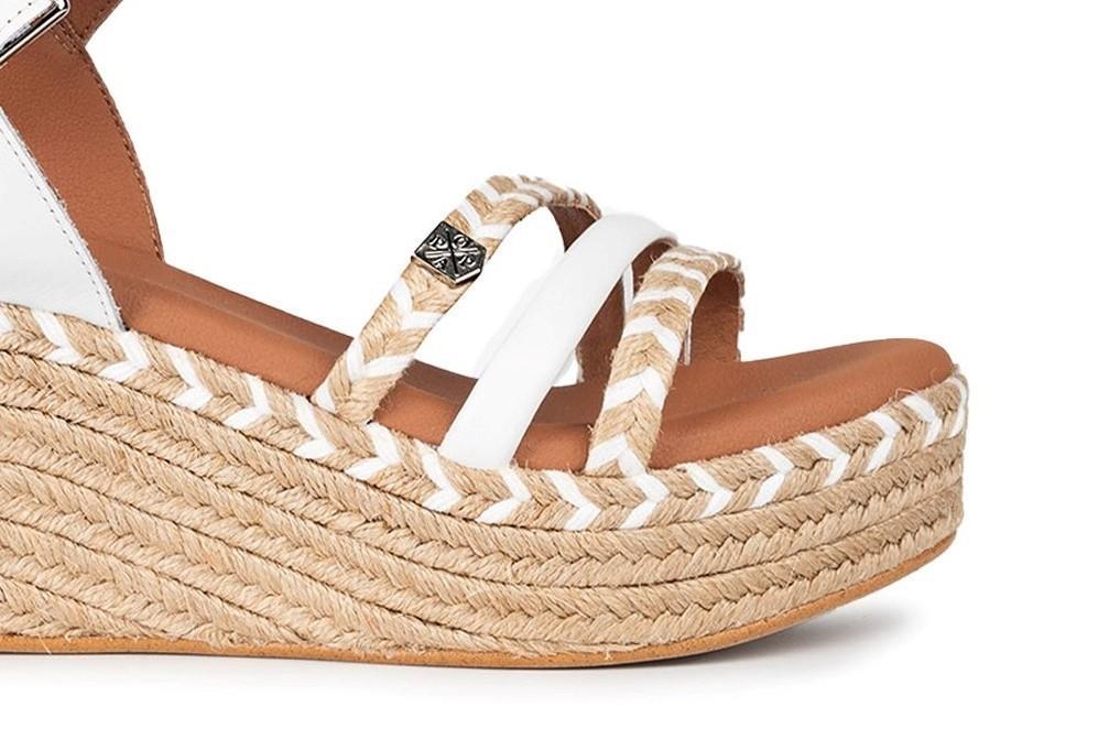Sandalias con cuña Popa Albany Cuerda en blanco para mujer