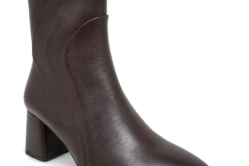 Botines de piel castaños con tacón de bloque Regarde le Ciel Millie-15 para mujer