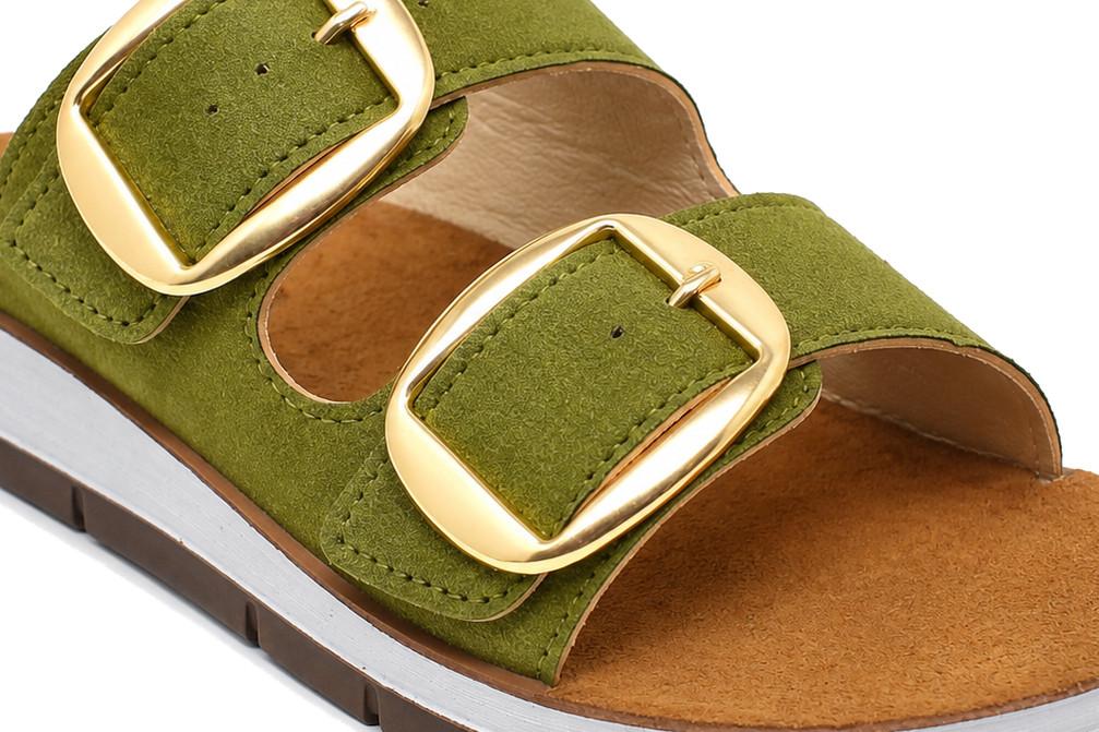 Sandalia estilo bio tipo chancla Inblu CP000061 verde para mujer con planta de piel