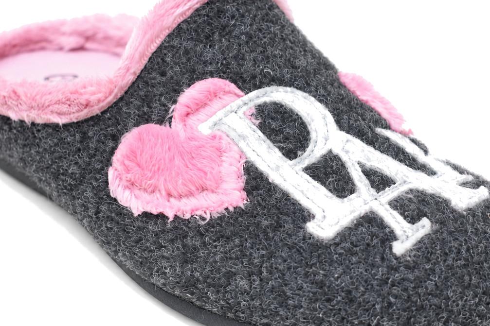 Zapatillas de casa Cabrera 3238 gris antracita para mujer, destalonadas con diseño París