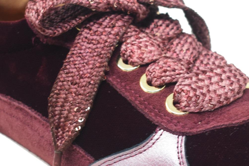 Deportivas de mujer Porronet Zoe DEP600 de piel y terciopelo burdeos