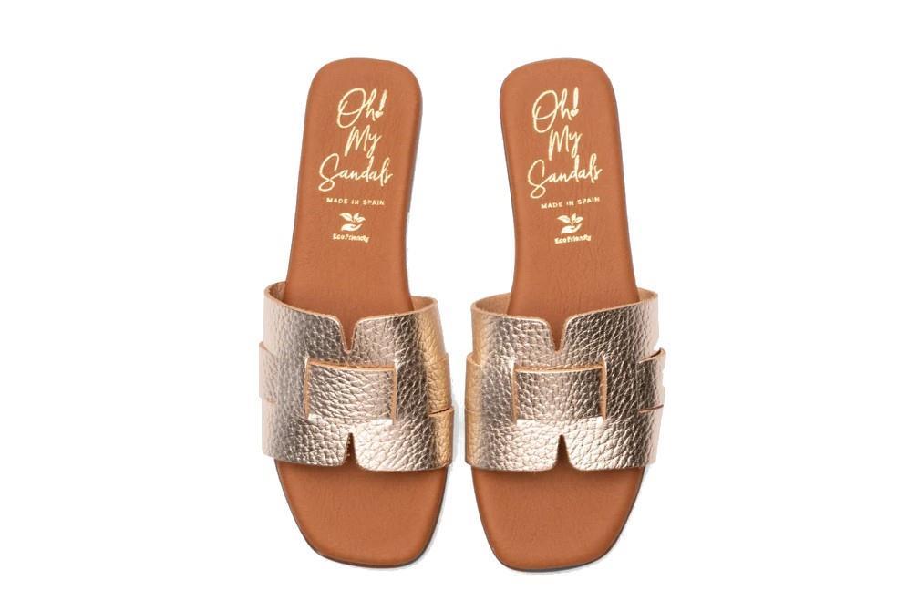 Sandalias planas Oh! My Sandals Alexia 5550 en champán para mujer