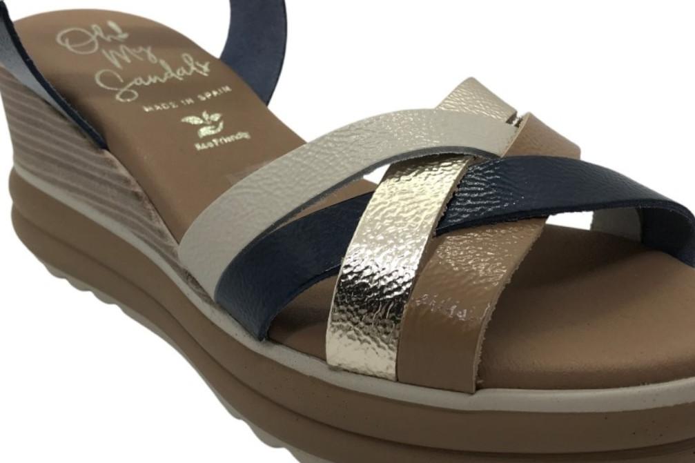 Sandalias de Cuña Mujer Oh! My Sandals 6004 Marino – Piel Charol, Plataforma Cómoda y Diseño Elegante