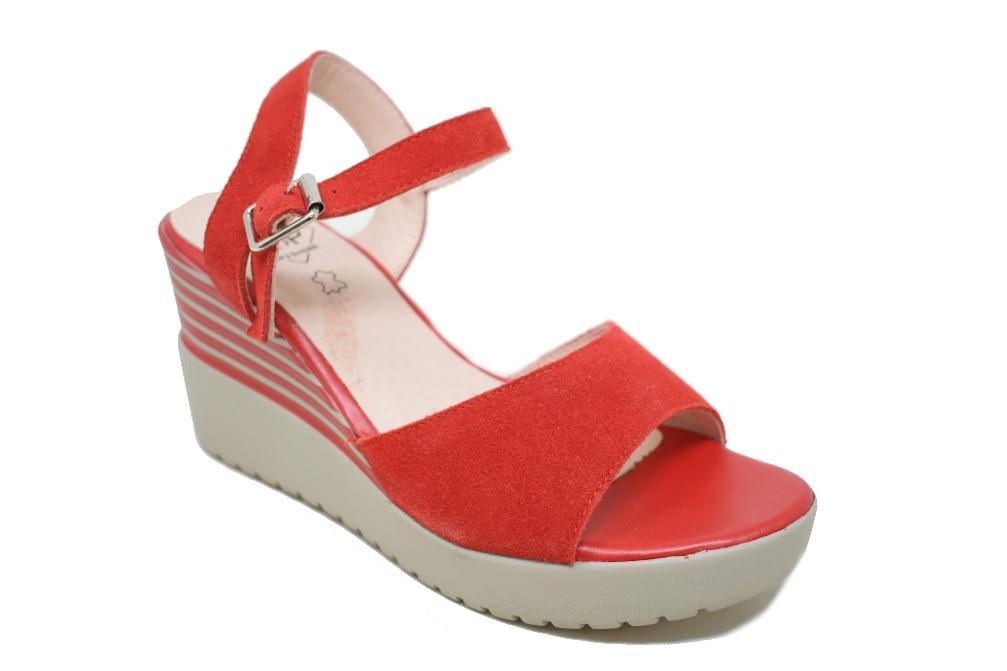 Sandalias con cuña TOP3 9527 en rojo para mujer