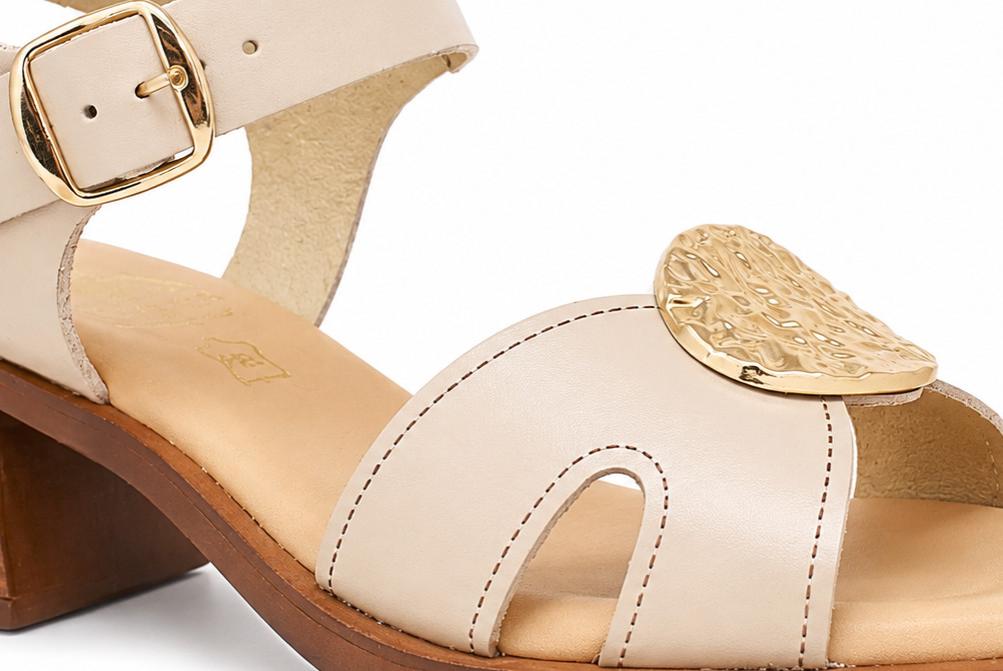 Sandalias de Tacón Cokketa 441 beige Mujer | Piel, Plantilla Gel y Máximo Confort